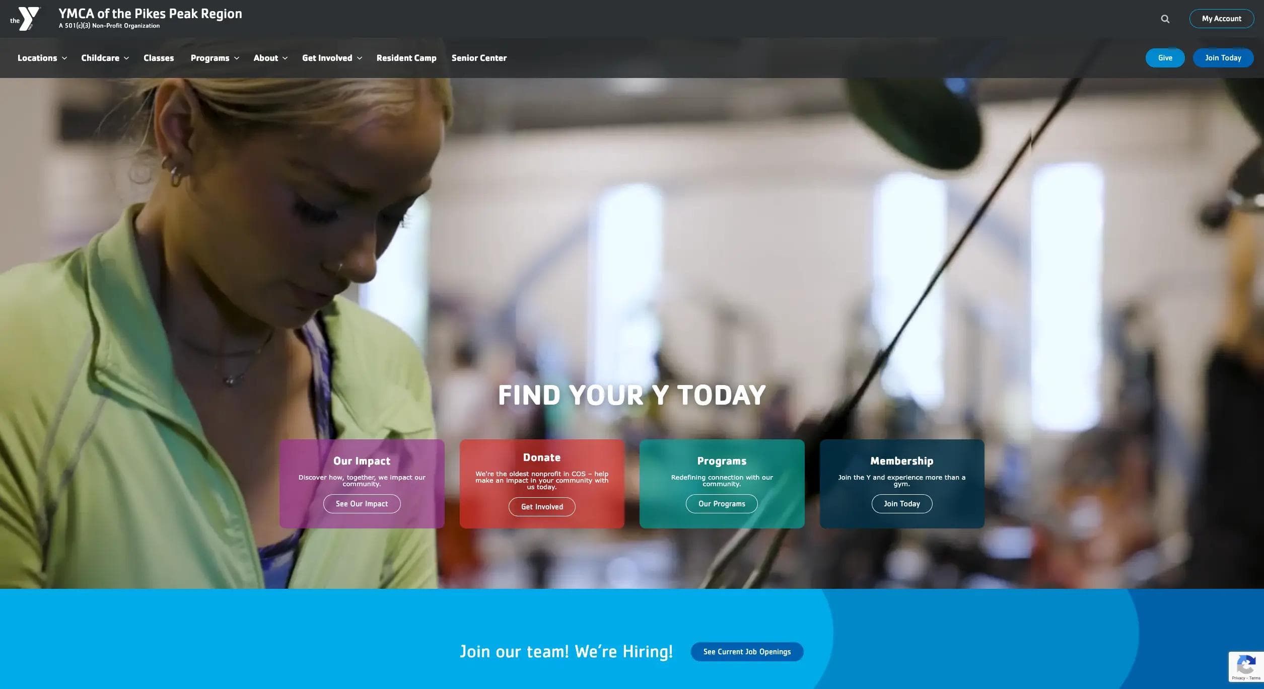 Pikes Peak YMCA Website — screenshot of responsive homepage